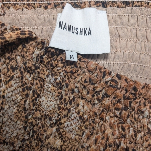 Nanushka Brown Animal Print Smocked Spaghetti Strap Matea Tube Top Party Club - Picture 9 of 10